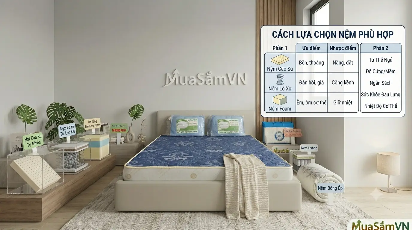 Mẹo Phân Biệt Các Loại Nệm Trên Thị Trường Tránh Mua Nhầm